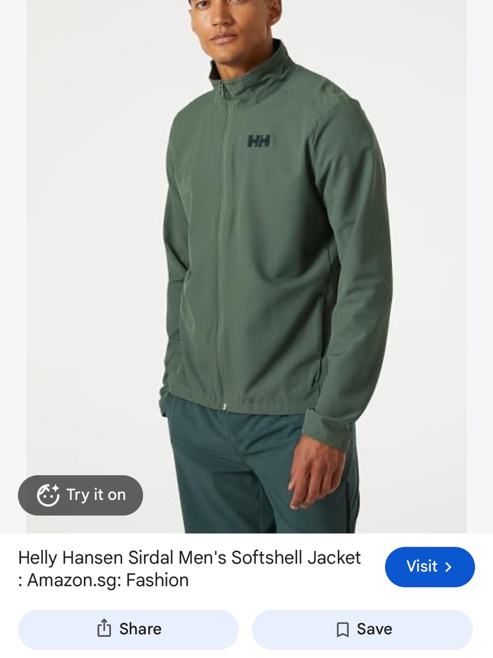 Helly Hansen Men's Lightweight Softshell Jacket — Olive Green XL Big Tall